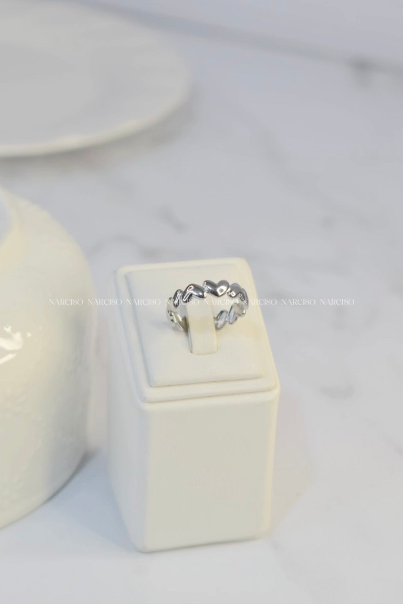 Anillo corazones plateado