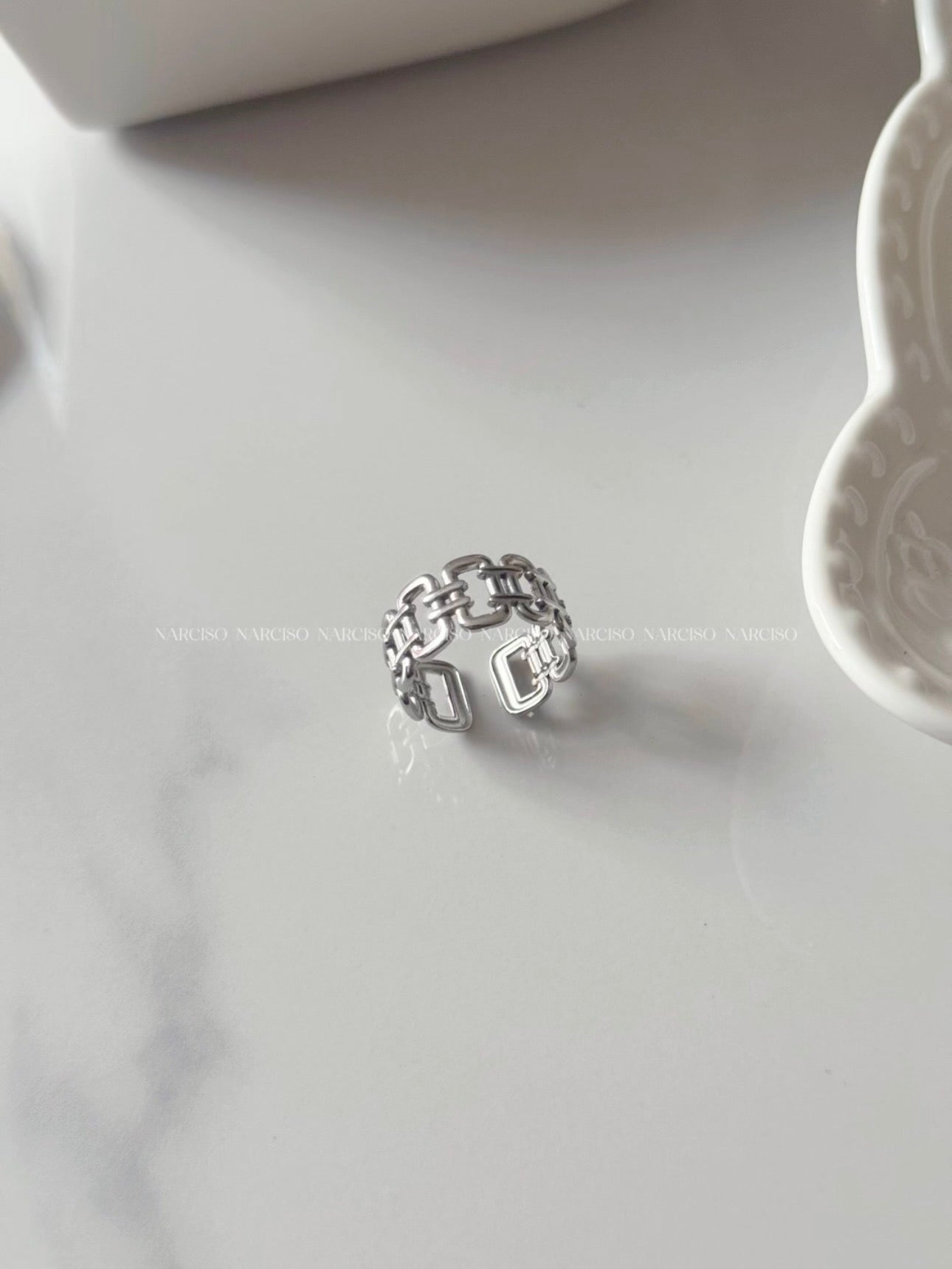 Anillo cadena plateado
