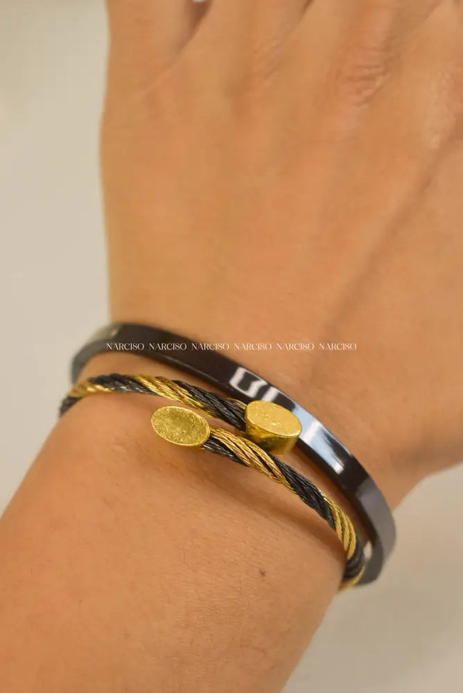 Brazalete Dorado Y Negro Caballero