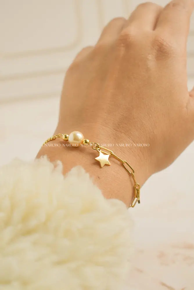 Perla Y Estrellas Pulsera