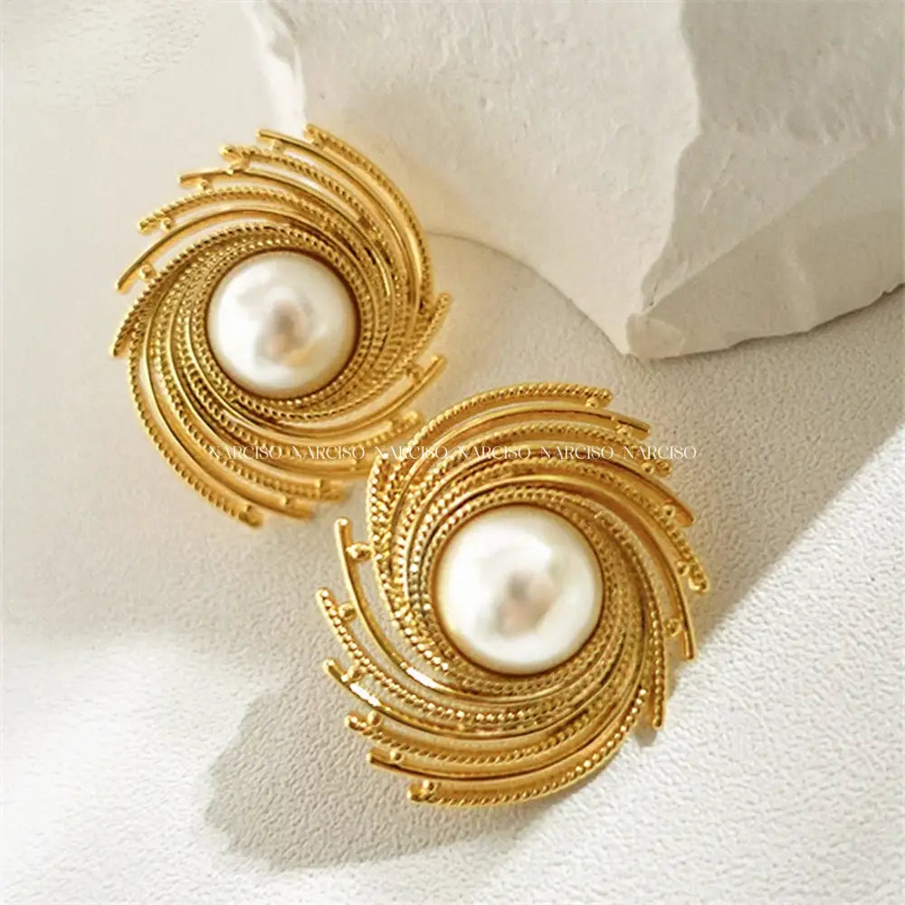 Perlas Espiral Aretes